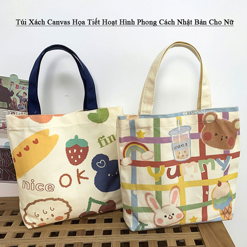 ZJM6 Túi Xách Canvas Họa Tiết Hoạt Hình Phong Cách Nhật Bản Cho Nữ MALAN