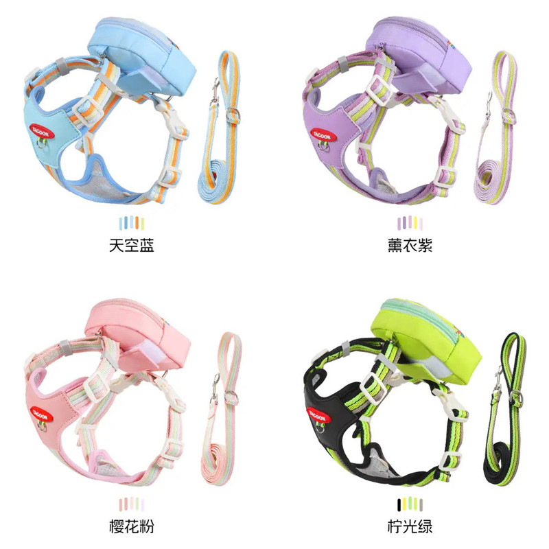 Pet-Eleven Ba lô dắt chó đi chơi, dây đeo ngực thoáng khí, chống thoát, kèm túi đựng túi vệ sinh, phù hợp cho chó nhỏ như Teddy, Pomeranian