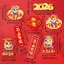 DARON 8 Cái / bộ Phong Cách Nam Châm Tủ Lạnh, Phim Hoạt Hình Sáng Tạo Năm Mới Nhãn Dán Từ Tính, Nhãn Dán Từ Tính 2026 Năm Con Ngựa May Mắn Tủ Lạnh Miếng Dán