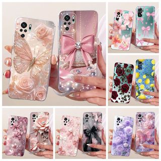 Ốp Trong Suốt Cho Xiaomi Redmi Note 10 / Note 10S / Note 10 Pro / Note 10 Pro Max Ốp Lưng Mềm Hình Bướm Hoa Thời Trang