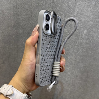 Đi kèm dây buộc cho iPhone 17 16 Pro Max 15 Plus 14 13 12 11 Vỏ tản nhiệt Giá đỡ ống kính từ tính Vỏ bảo vệ silicon TPU Thẩm mỹ mềm Vỏ điện thoại chống sốc