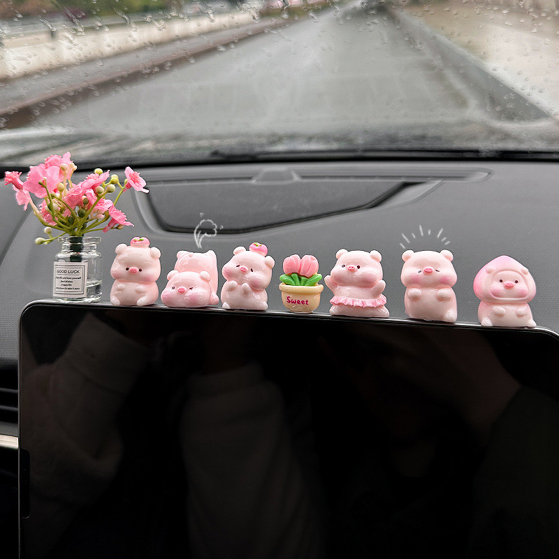 6 Con Heo Hoạt Hình Trang Trí Nội Thất Ô Tô Đào Lợn Búp Bê Ô Tô Điều Khiển Trung Tâm Màn Hình Trang Trí Xe Hơi Phụ Kiện