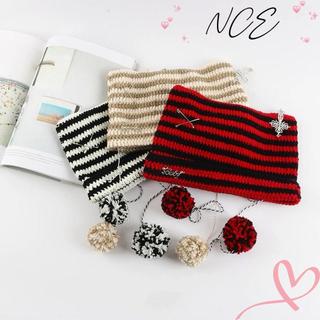Mũ Beanie NCE Star Devil sọc Y2K, thiết kế ears cat trendy cho Thu Đông