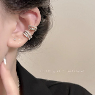Kẹp Tai Hình Chữ C Bất Đối Xứng Zircon Nhiều Lớp, Phong Cách Hàn Quốc Ngọt Ngào Và Sang Trọng