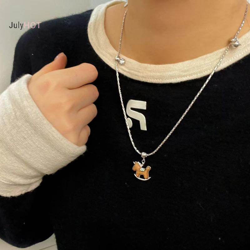 Dây Chuyền và Bông Tai Simple Fashion, Thiết Kế Xương Đòn Ngựa, Phù Hợp cho Nữ, Quà Tặng Sáng Tạo