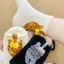 Tất Cotton BORAGETE, Tất Ống Giữa Ba Chiều Thoáng Khí, Trứng Mèo Thoải Mái Hút Mồ Hôi Hoạt Hình Cặp Đôi Tất Nam Nữ