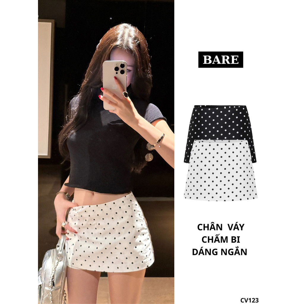 Dottie Skirt - Chân Váy Chấm Bi Chữ A Nữ - Kèm Quần Bảo Hộ - Dễ Phối Đồ - Phù Hợp Mùa Hè Mùa Thu_CV123