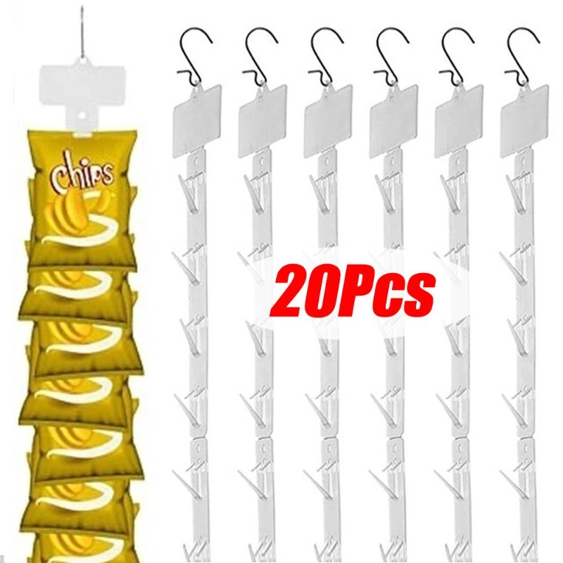 5 / 10 / 20 Chiếc Móc Treo Đồ Ăn Nhẹ Bằng Nhựa Với 12 Trạm / 62.5cm Kệ Dài Hiển Thị Móc Dải
