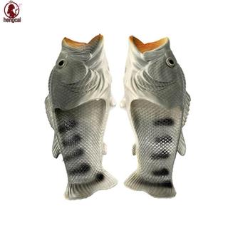 Unisex Mô Phỏng Dép Cá 3D Mùa Hè Vui Nhộn Thời Trang Dép Lật Cho Ngoài Trời
