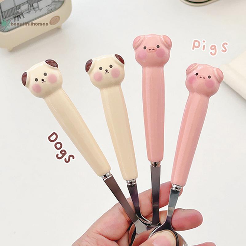 BeautifulHomeA Hoạt Hình Chó Con Heo Thìa Nĩa Thép Không Gỉ Dao Kéo Di Động Sinh Viên Hoạt Hình Bộ Đồ Ăn Trẻ Em Hộp Bảo Quản VN