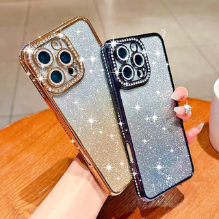 Ốp lưng iPhone đính đá pha lê lấp lánh sang trọng, bảo vệ camera cho iPhone 17 16 15 14 13 12 Pro Max 17 Air