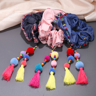 Scrunchy Handmade Phong Cách Dân Tộc, Nhiều Màu Sắc, Thích Hợp Cho Đuôi Ngựa và Tai Lúa Mì