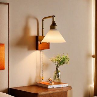 AIMI Đèn Tường Bắc Âu Rèn Sắt Kính Có Dây Kéo Công Tắc Led Quán Cà Phê Phòng Khách Đầu Giường Đèn Trang Trí Hành Lang Cầu Thang Đèn Tường