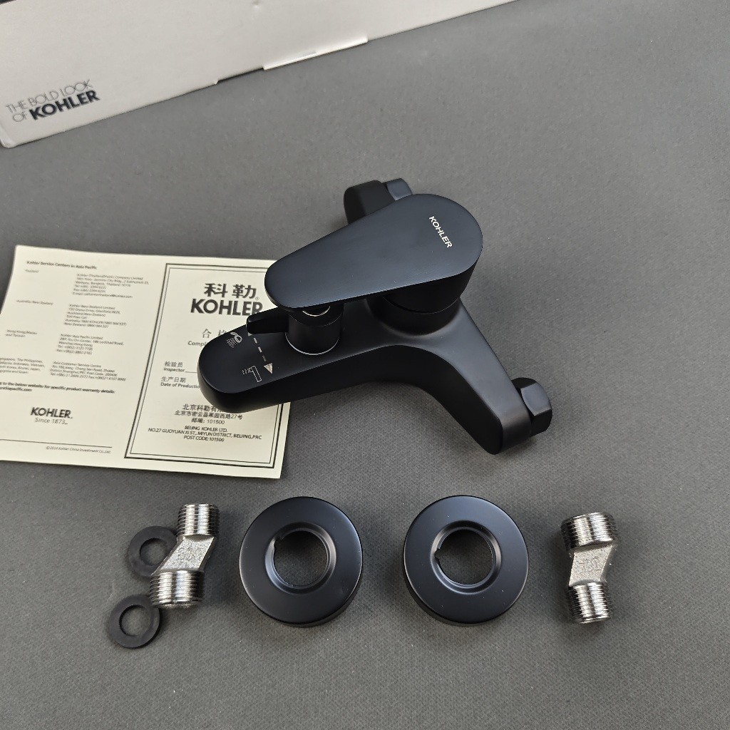 【KOHLER】Bộ vòi nước phòng tắm bằng thép không gỉ, vòi tắm ba tầng, bộ vòi tắm Dark Series, bộ thanh nâng, van trộn nước
