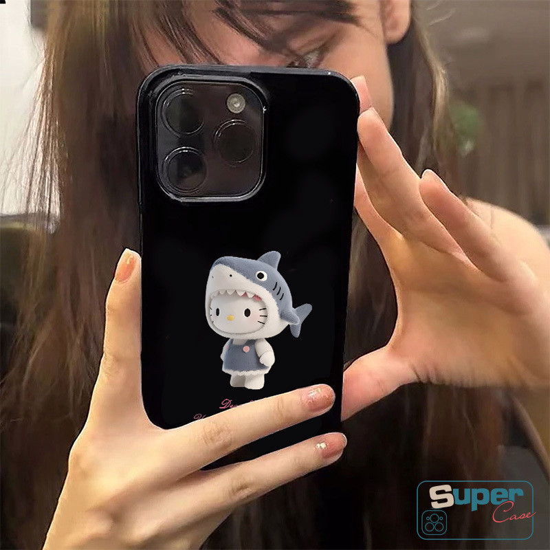 Ốp Lưng Tương Thích Cho IPhone 11 16 17 15 13 14 12 Pro Max Air 15 14 17 13 12 16 Pro 14 6s 7 8 16 15 Plus XR XS Max SE 2020 Thời Trang Dễ Thương Hello Kitty Cá Mập Chấm Bi Mũ mềm hình mèo