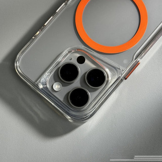 【 Ốp lưng cứng acrylic dày / trong suốt / Cam 】 tương thích cho iPhone 12 13 14 15 16 17pro max