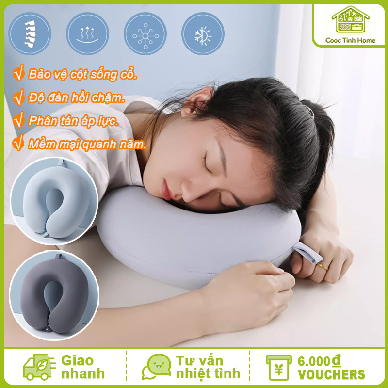 Gối Chữ U Kê Cổ Cao Su Non Mềm – Giảm Mỏi Cổ, Hỗ Trợ Giấc Ngủ Khi Du Lịch, Văn Phòng, Dễ Gấp Gọn Mang Theo