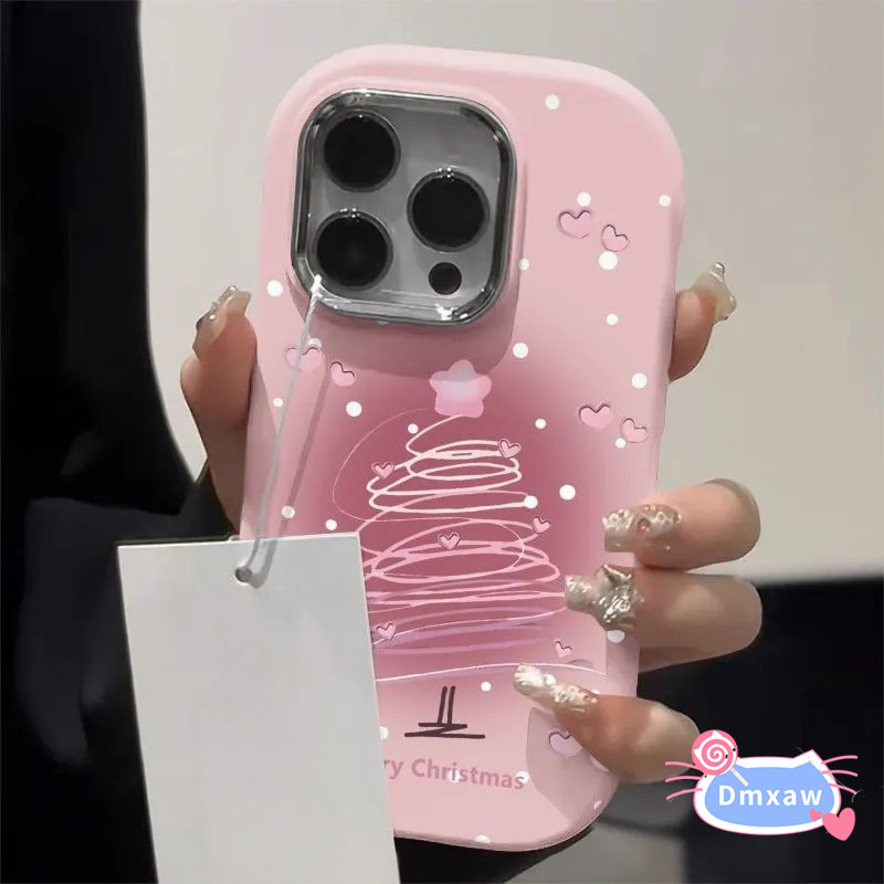Ốp Điện Thoại Nụ Cười Cây Giáng Sinh Màu Hồng Cho Xiaomi 17 Pro Max 15 14T 14 Ultra 13 Lite 13T 12 12X 12S 12T Pro Mi 11 Lite 11i 11X Pro 5G Vỏ Màu Kẹo Tình Yêu Dễ Thương Vỏ Chống Sốc