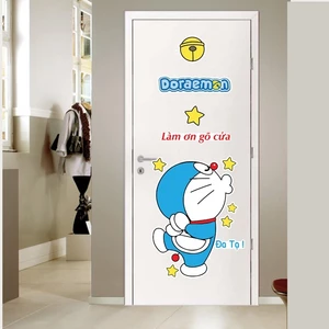 Decal trang trí cửa phòng 46x78 họa tiết mèo máy doaremon dễ thương, sẵn keo, chống nước, dán cửa, dán tường