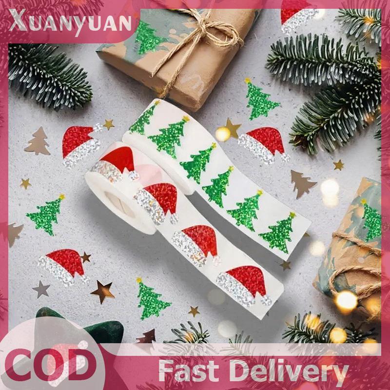 XUAN 200-500 Miếng Dán Giáng Sinh Cây Giáng Sinh Mũ Ông Già Noel Tự Dính Thẻ Quà Tặng PVC Gói Quà Cói Đề Can Trang Trí Tiệc VN