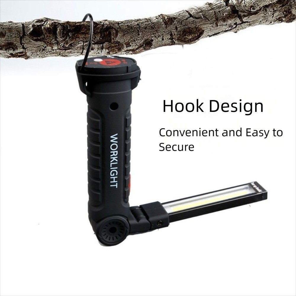 Đèn LED làm việc DOAOV78N COB, Đèn pin LED sạc USB có thể điều chỉnh độ sáng, Di động chống nước bền 360° Đèn kiểm tra xoay có móc khẩn cấp