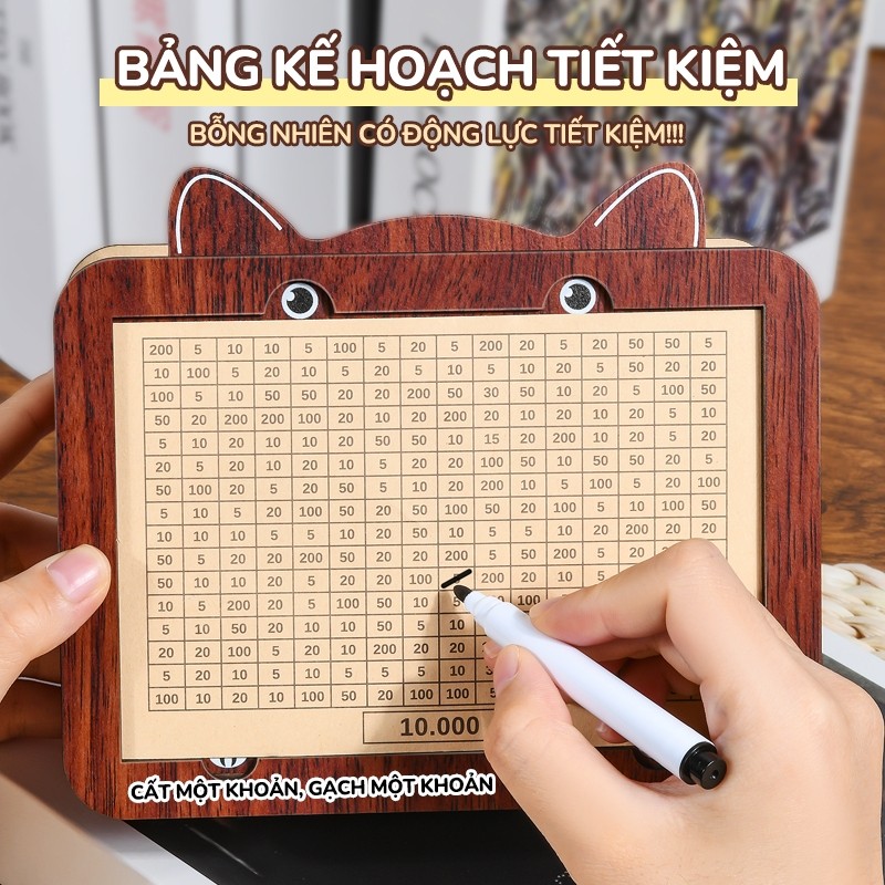 Hộp Gỗ Tiết Kiệm Mini 100 Ngày – Thiết Kế Nhiều Mẫu Đẹp, Kèm Bảng Mục Tiêu Hỗ Trợ Quản Lý Chi Tiêu Hiệu Quả