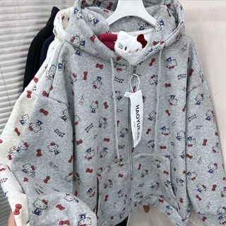 🔥 Giữ ấm 🔥 mùa thu và mùa đông mô hình 2025 phong cách mới Áo khoác nỉ khoá kéo có mũ Áo nỉ hoạt hình cho bé gái có hàng sẵn Áo Hoodie hình bé gái ✶Bé gái ' Áo khoác lông cừu mùa thu đông 205 Mới lớn dành cho trẻ em in đầy đủ Kt Cat Hoodie Áo len Ca