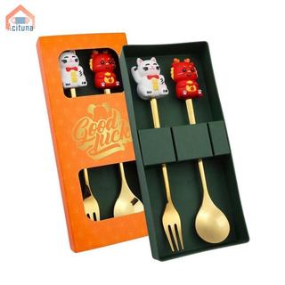 Bộ thìa và nĩa đóng hộp quà tặng cho bộ đồ ăn Tết Nguyên Đán, lý tưởng cho lễ hội mùa xuân