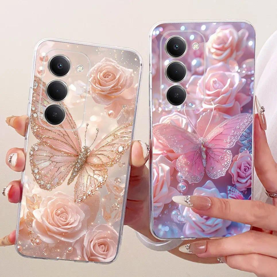 Dành Cho Xiaomi Redmi 15 4G 5G Ốp Lưng Điện Thoại Tếch Mềm TPU Vỏ Hoa Bướm Thời Trang Mới Trên Redmi 15C Toàn Cầu Châu Âu