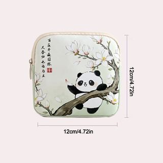 Túi đựng mỹ phẩm HOBBYIN, Túi đựng băng vệ sinh gấu trúc đa năng, Tai nghe son môi dung tích lớn Lưu trữ Ví đựng tiền xu PVC