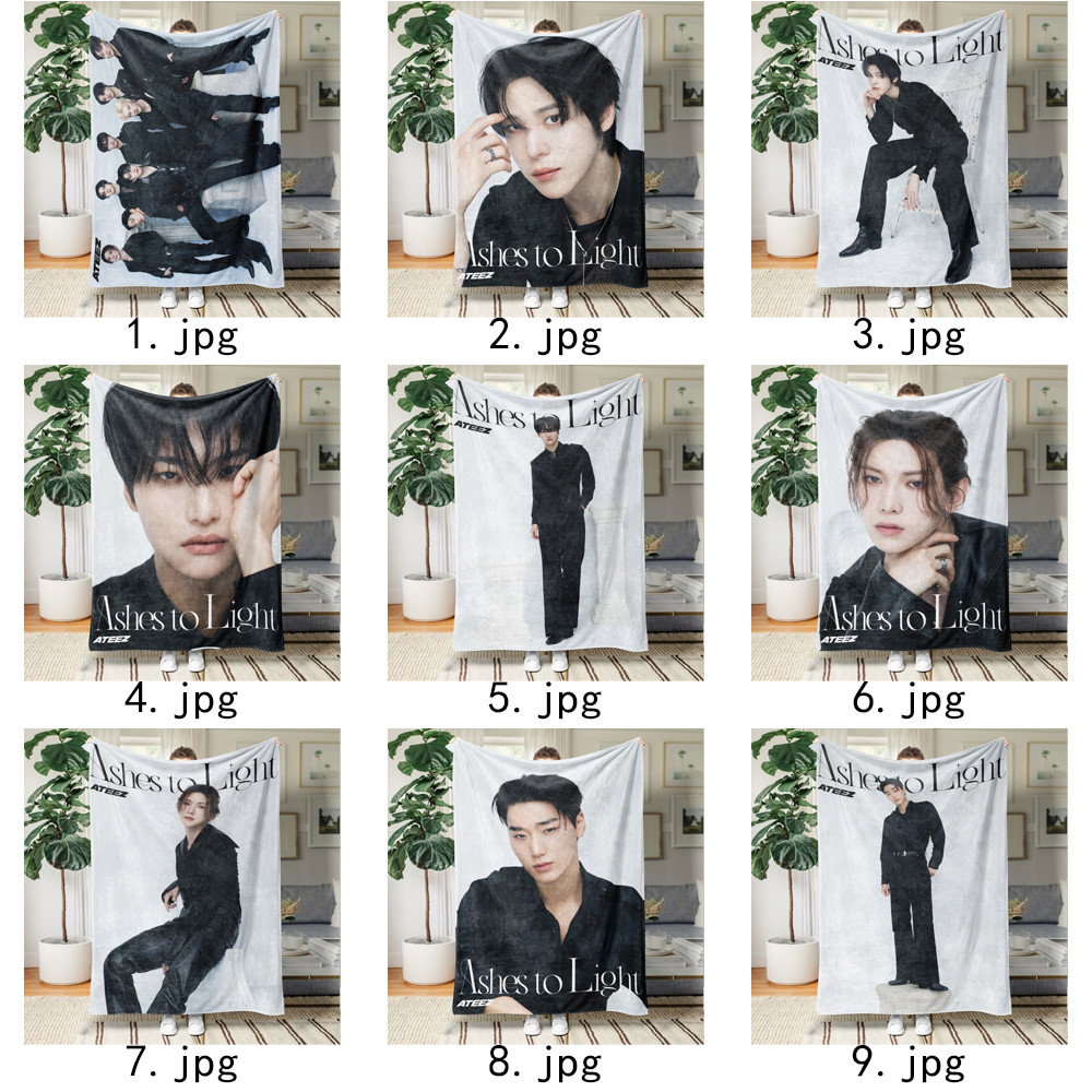 Chăn Flannel in một mặt Kpop ATEEZ cho ghế Sofa, giường ngủ, văn phòng hoặc du lịch
