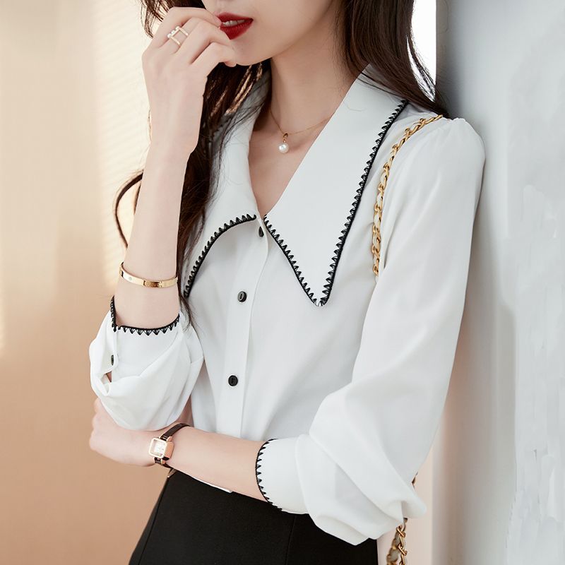 Áo sơ mi dài tay màu đen thời thượng, phù hợp văn phòng vàdaily office