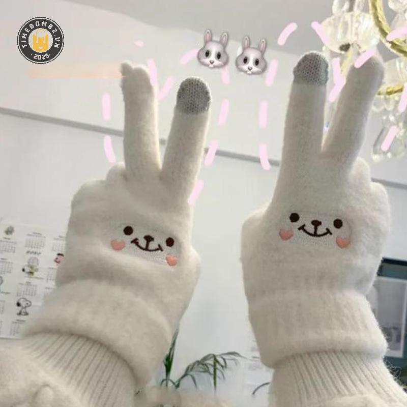 Găng tay nhung chồn nữ mùa đông, chống lạnh, ấm áp, dùng được trên màn hình cảm ứng, tiện lợi khi đi xe đạp.