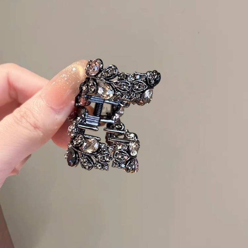 Kẹp Tóc Mauropoli Phiên Bản Hàn Quốc, màu đen nhấp nháy lá kim cương, phong cách mới cho đuôi ngựa