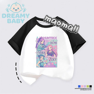 Áo thun ngắn tay cho trẻ em Kpop Demon Hunters, thoải mái mềm mại, 100% cotton, in họa tiết