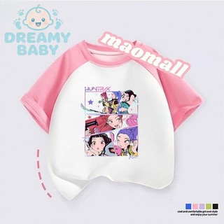 Áo thun ngắn tay cho trẻ em Kpop Demon Hunters, thoải mái mềm mại, 100% cotton, in họa tiết