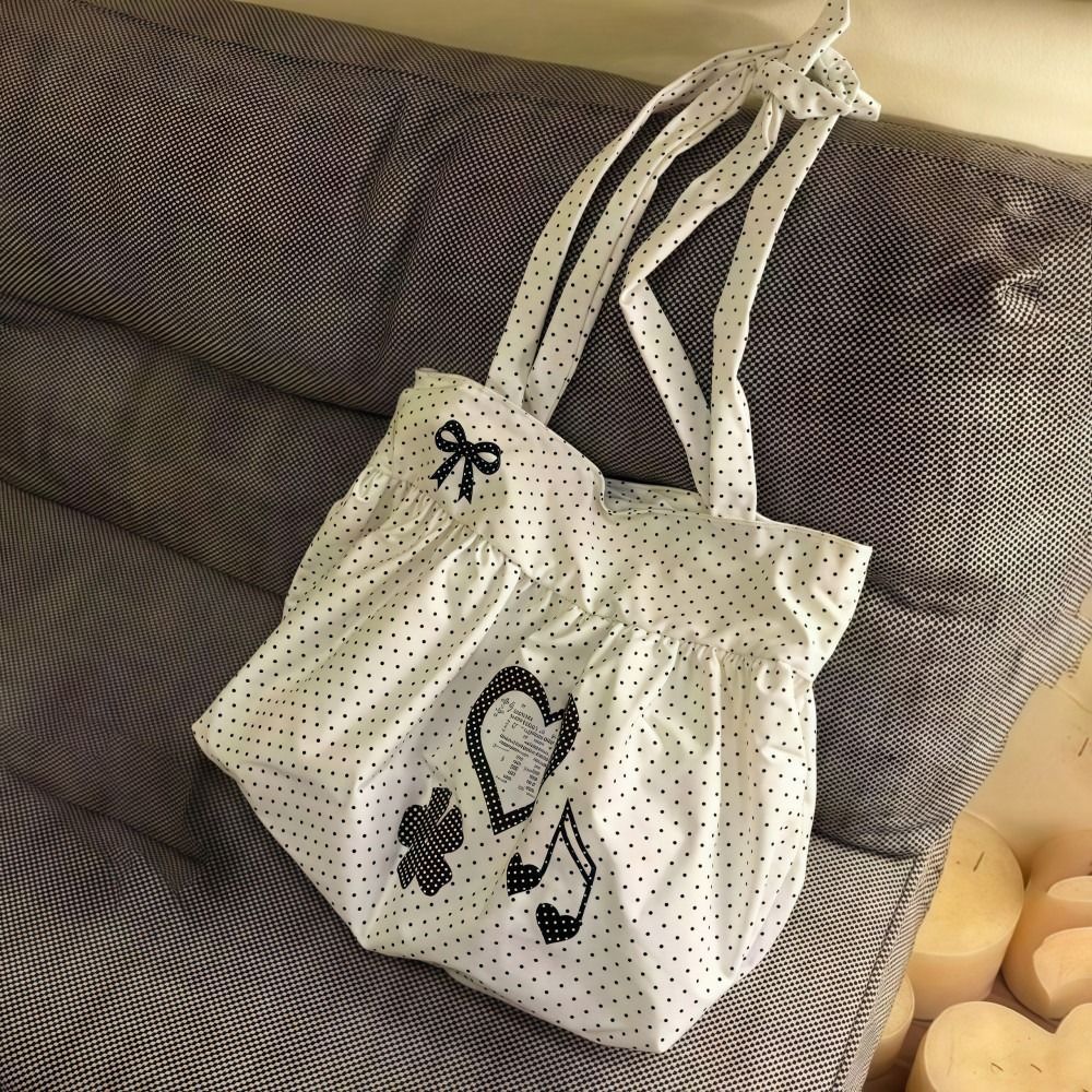 Túi đeo vai WOAY, Túi đeo chéo in chấm bi bằng vải Canvas, Túi xách nữ màu trơn dung tích lớn nhẹ thời trang dành cho nữ