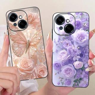 Dành Cho Tecno Pop 9 4G / Spark GO 1 1S GO 2025 Ốp Điện Thoại Nhiều Màu Sắc Butterflu Flower Girly Capa Vỏ Silicon Mềm Màu Đen Ốp Lưng