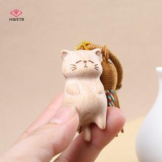 HWETR Retro Gỗ Móc Khóa Tay Khắc Dễ Thương Túi Mặt Dây Chuyền Trang Trí Móc Khóa Ô Tô Cho Nữ Túi Đôi Trang Sức Thời Trang Phụ Kiện Quà Tặng Mới