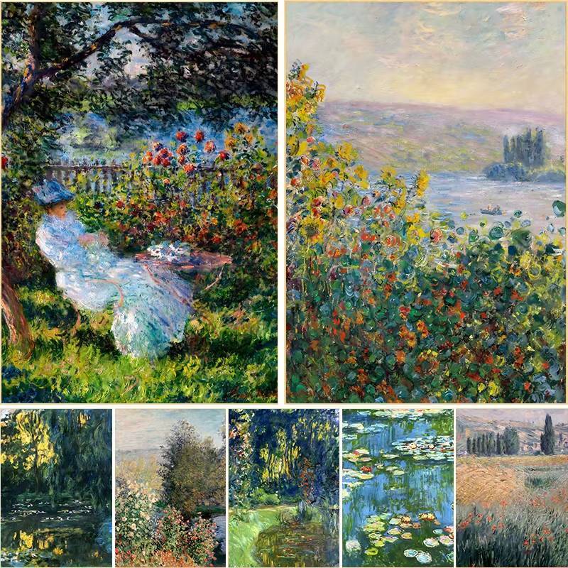 Vintage Claude Monet Waterlily Pond Thiên Nhiên Phong Cảnh Poster In Canvas Tranh Treo Tường Nghệ Thuật Cho Phòng Khách Trang Trí Nhà Cuadros
