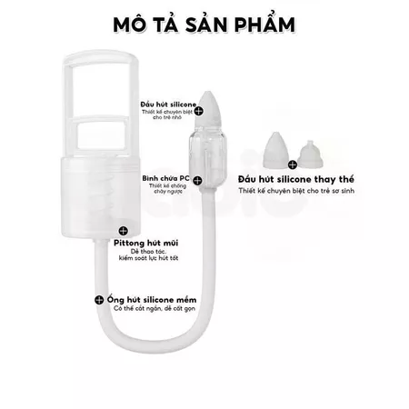 Dụng Cụ Hút Mũi Kéo Tay Thế Hệ Mới, Đầu Hút Silicon, Lực Hút Mạnh, An Toàn Cho Bé