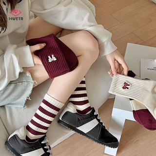 Tất nữ cotton sọc hip hop, phù hợp cho trường học và thể thao
