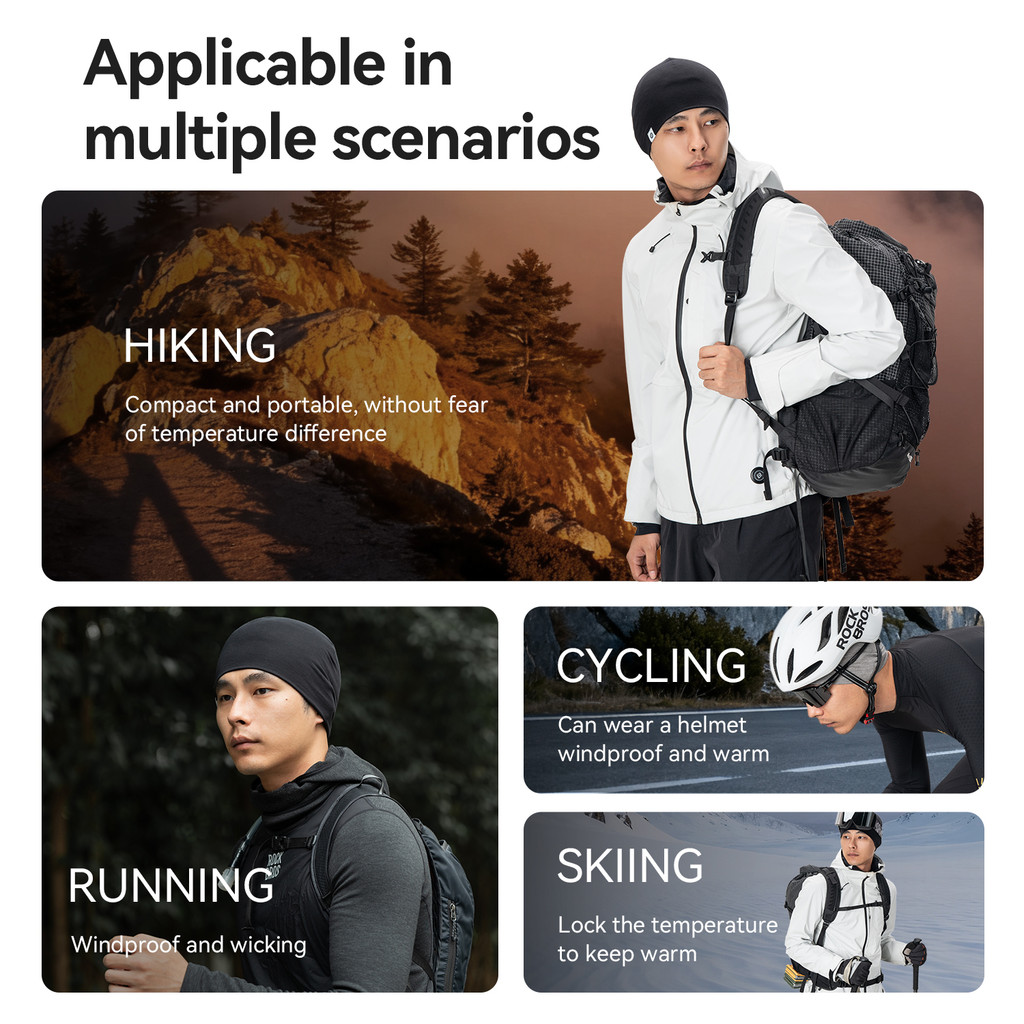 Mũ thể thao Rockbros làm từ Tencel len, màu trơn, chống gió, ấm áp - phù hợp cho mùa đông khi đi xe đạp và chạy bộ