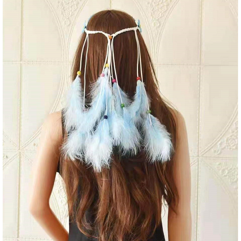 GHG - Mũ đội đầu bohemian lông vũ với hoa hướng dương, phù hợp cho chụp ảnh