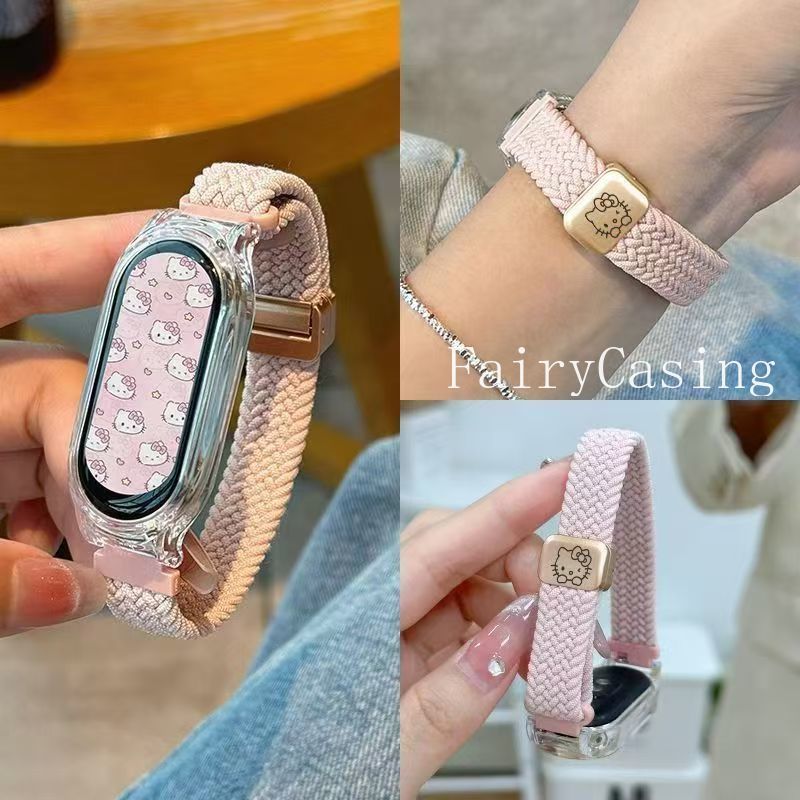 Dây đeo bện từ tính cho Xiaomi Mi Band 10 9 8 7 6 5 4 3 Phụ kiện Vòng đeo tay Nylon cho Mi Band 9 8 Active Watchband