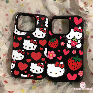 Ốp Lưng Cho Iphone 17 15 12 14 13 11 16 Pro Max Air 7 16 15 14 8 6 Plus 7Plus XS X XR Max SE 2022 Phim Hoạt Hình HelloKitty Trái Tim Tình Yêu Dâu Tây Sang Trọng Bóng Bề Mặt