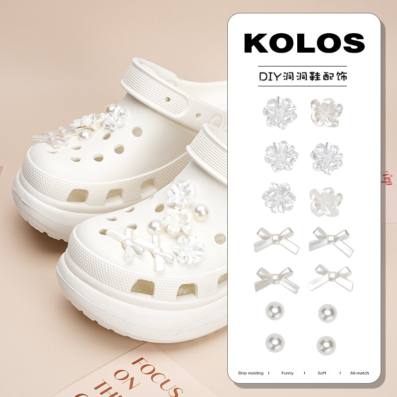 Phụ Kiện Giày Lỗ Nơ Ngọc Trai Hoa Thích Hợp Cho crocs Cao Cấp Có Thể Tháo Rời Busch Zhibixing ins