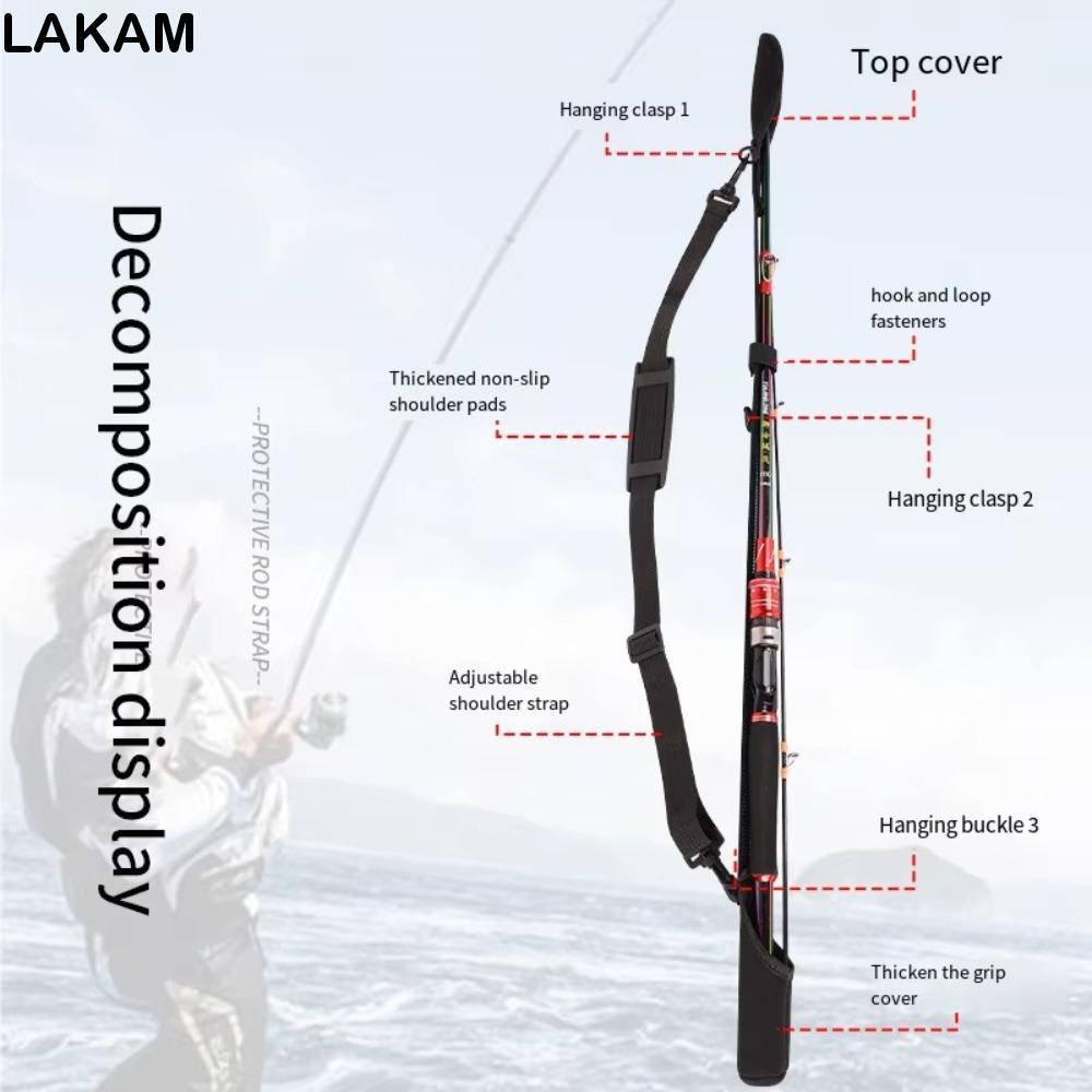 Dây đeo và giá đỡ cần câu LAKAM, thoáng khí và đàn hồi, bảo vệ cần câu cá