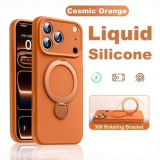 Giá đỡ xoay 360 mới Vỏ điện thoại silicon lỏng cho IPhone 17 Pro Max 13 Pro Max 14 15 16 Pro Max Vỏ cứng viền mềm Giá đỡ Vỏ chống sốc
