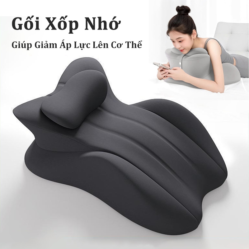 Gối Xốp Nhớ, Gối Tựa Lưng Công Thái Học Nằm Sấp, Sử Dụng Chơi Game, Thư Gian- Giúp Giảm Áp Lực Lên Cơ Thể
